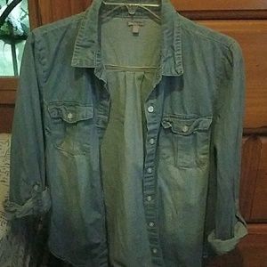 Long sleeve, blue, button up blouse